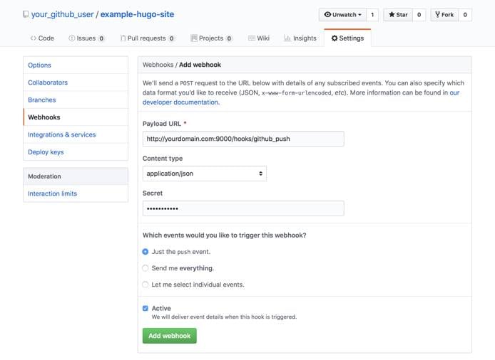 GitHub - New Webhook Configuration