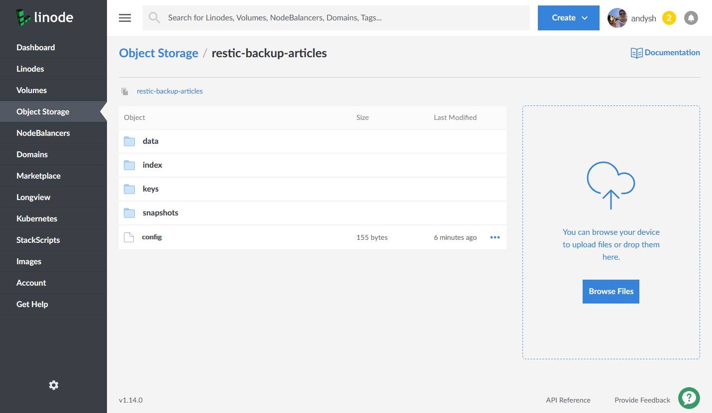 Restic Object Storage bucket in Cloud Manager Restic Object Storage bucket in Cloud Manager