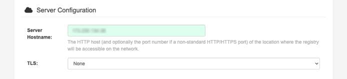 The Server Configuration section of the Project Quay setup screen.