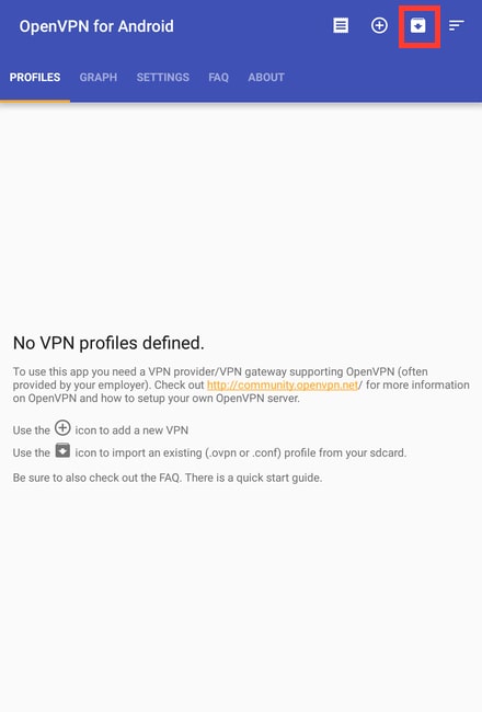 OpenVPN for Android import profile