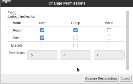 Use the Change Permissions window to restrict access to the file or directory. Use the Change Permissions window to restrict access to the file or directory.