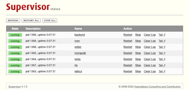 The Appsmith Supervisor page The Appsmith Supervisor page