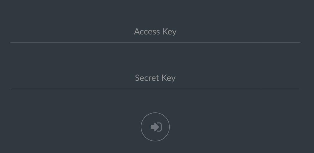 Minio Login Screen
