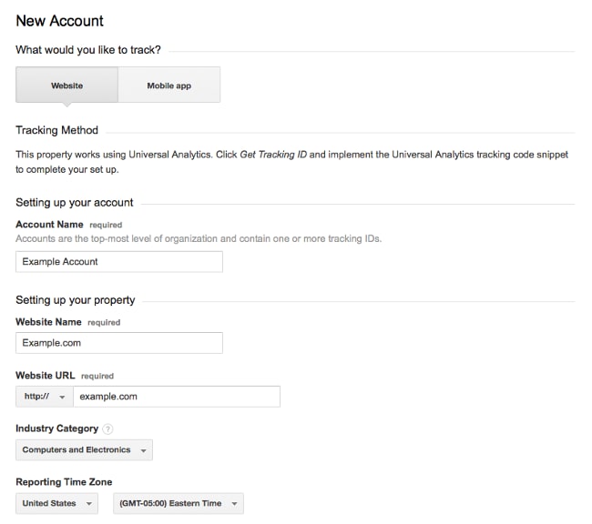 Google Analytics account creation Google Analytics account creation