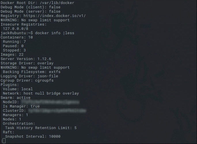 Swarm is running and active