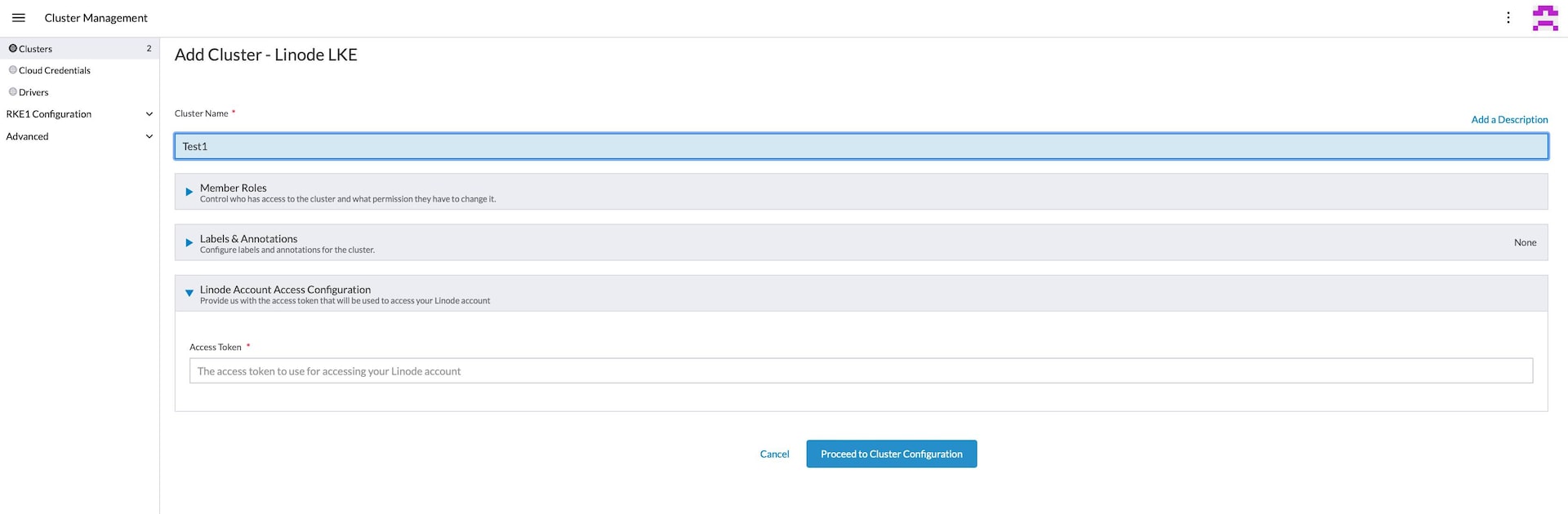 Cluster Name Token Cluster Name Token