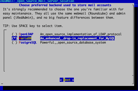 Select one of three database applications