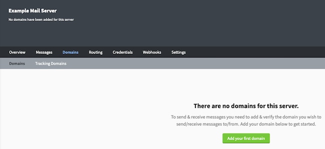 The Postal Create Domain Page