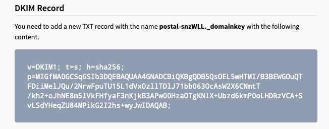 The Postal DKIM Key