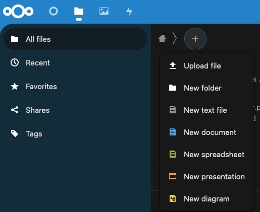 Add a new Nextcloud Office file Add a new Nextcloud Office file