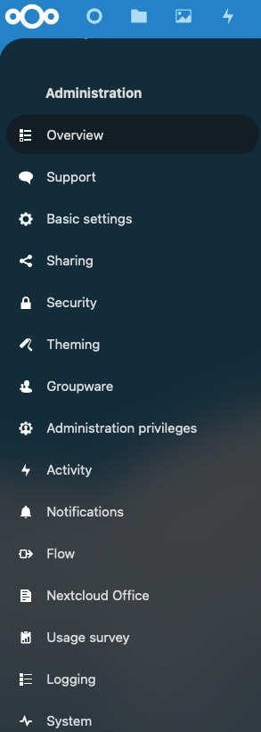 The Nextcloud Office administration option The Nextcloud Office administration option
