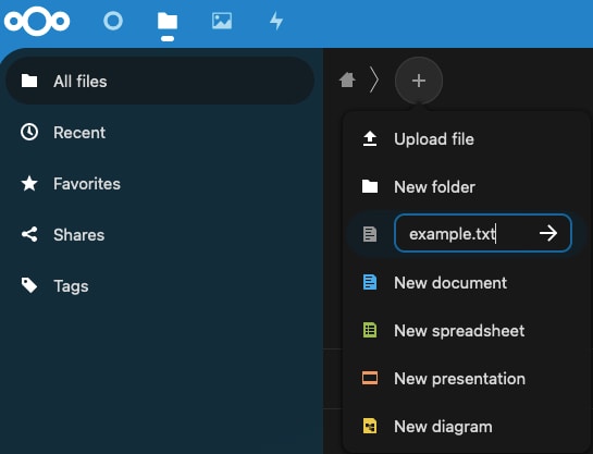 Create a Nextcloud text file using Collabora Create a Nextcloud text file using Collabora