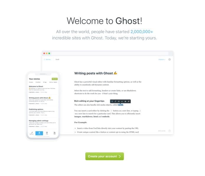 Ghost Welcome Screen