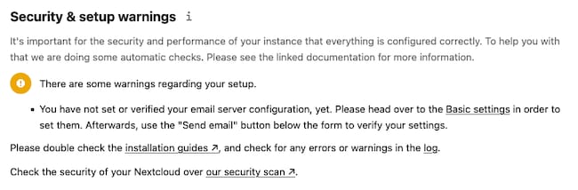 Nextcloud Security Warnings