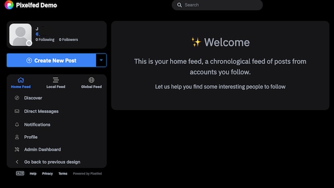 The Pixelfed Home Page