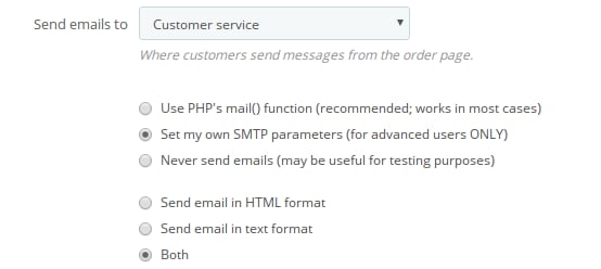 PrestaShop email settings PrestaShop email settings