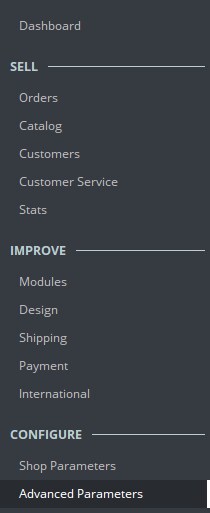 Far-left menu from PrestaShop Far-left menu from PrestaShop