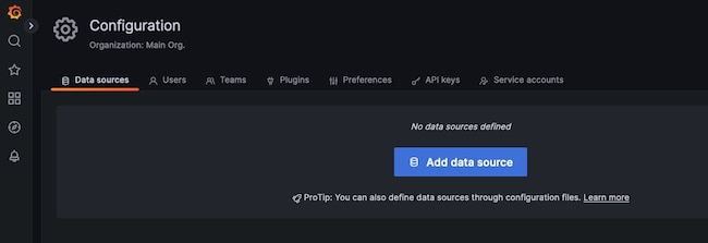 Add a Grafana Data Source Button