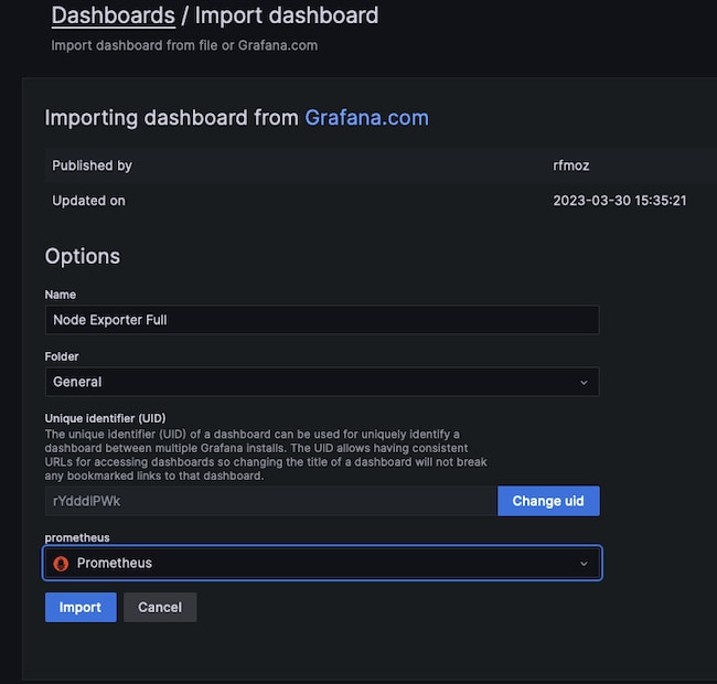 Importing Dashboard