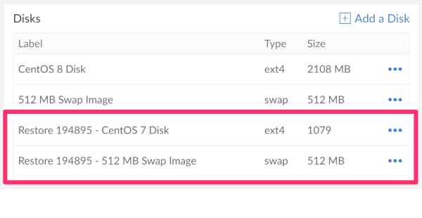 New Disks Created After Restore New Disks Created After Restore