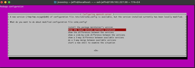 Ubuntu SSH Configuration Pop-up