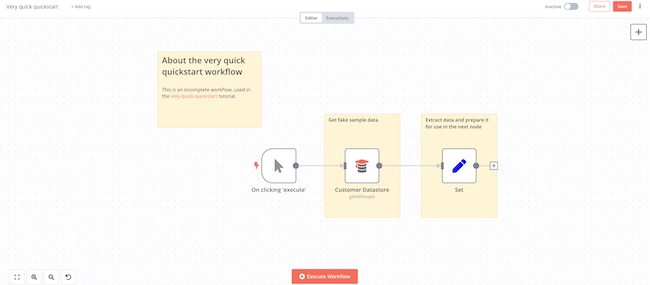 The very quick quickstart workflow in the editor