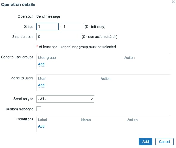 Configure the operation details
