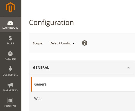 Select “Web” from the “General” menu.