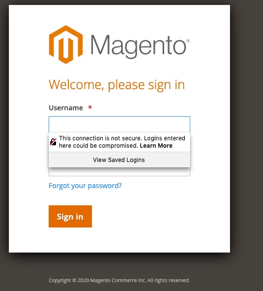 Enter the Magento admin username and password.
