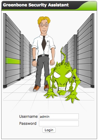 Greenbone Security Assistant login page. Greenbone Security Assistant login page.
