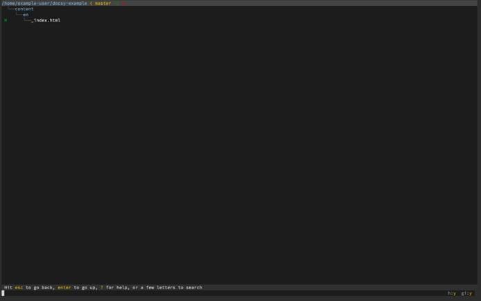 A broot directory tree isolating modified files in a Git repository