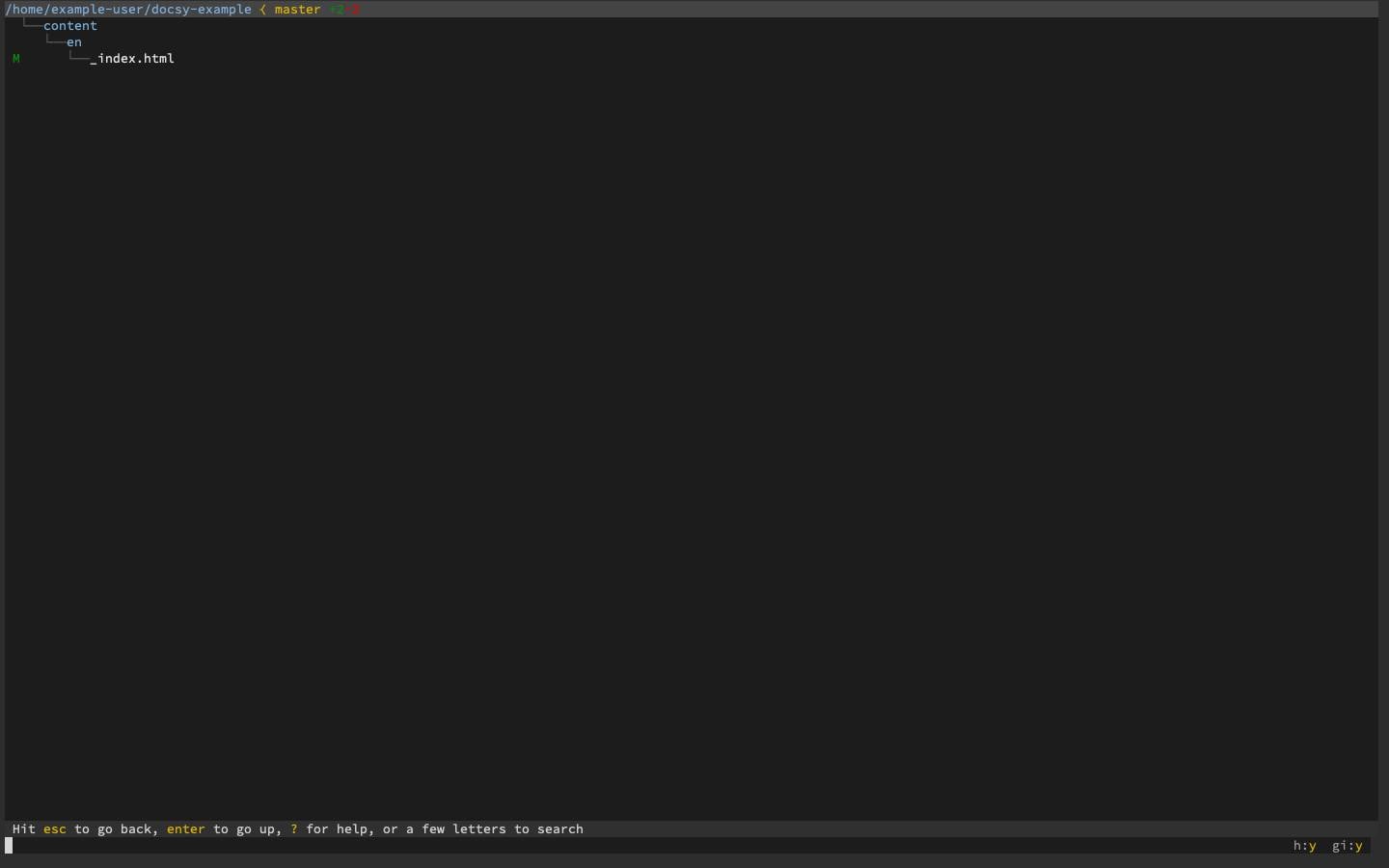A broot directory tree isolating modified files in a Git repository A broot directory tree isolating modified files in a Git repository