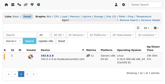 Devices listed within LibreNMS Devices listed within LibreNMS