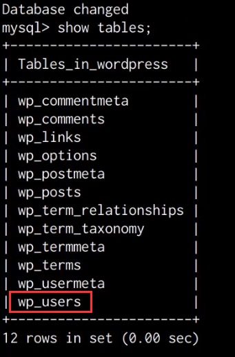 MySQL show tables output MySQL show tables output