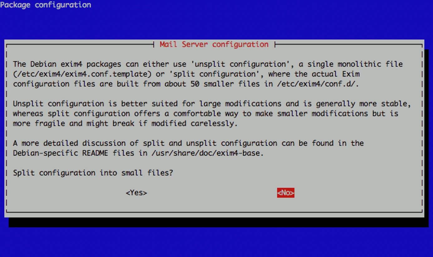 Exim config file splitting configuration on Debian 5. Exim config file splitting configuration on Debian 5.