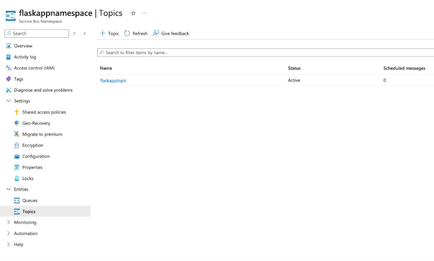 The Azure Service Bus Console UI showing current topic subscribers. The Azure Service Bus Console UI showing current topic subscribers.
