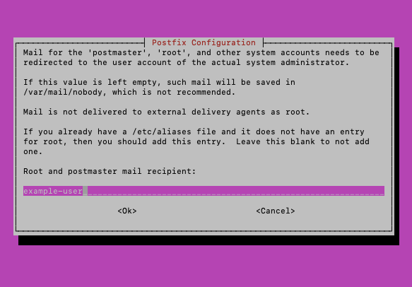 Entering primary user for Postfix