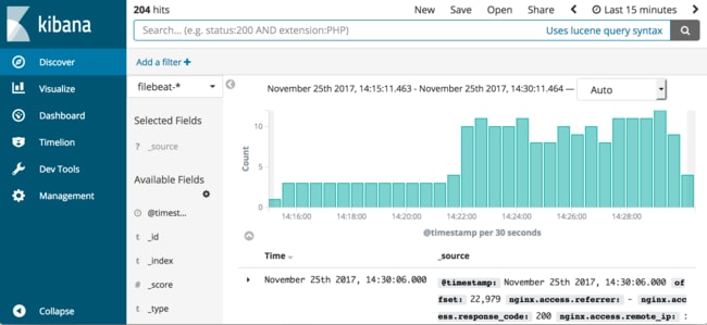 Kibana 6 Select Discover Kibana 6 Discover