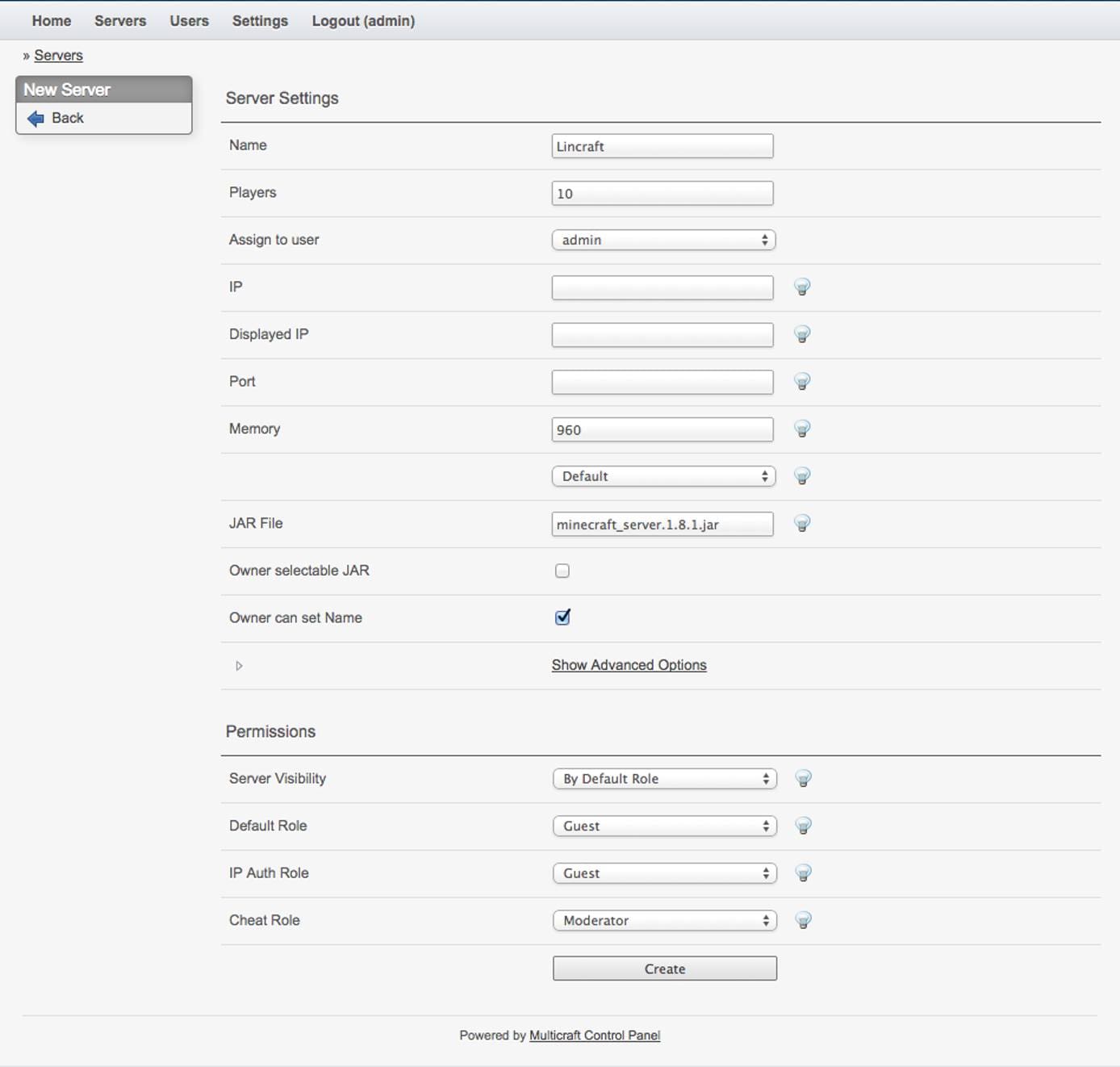 Multicraft Server Settings. Multicraft Server Settings.