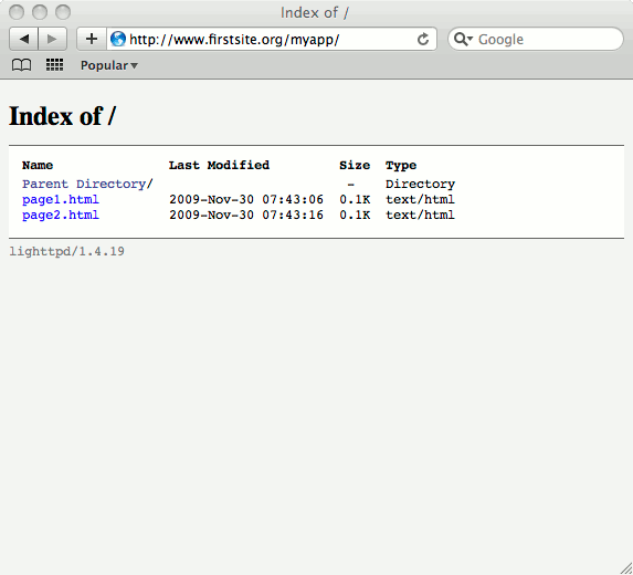 Web application running under a directory via lighttpd on Debian 6 (Squeeze). Web application running under a directory via lighttpd on Debian 6 (Squeeze).