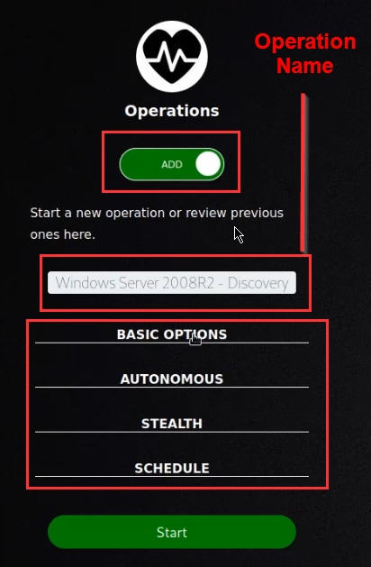 Caldera new operation form Caldera new operation form