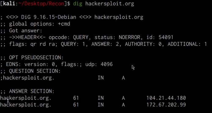 Dig utility output