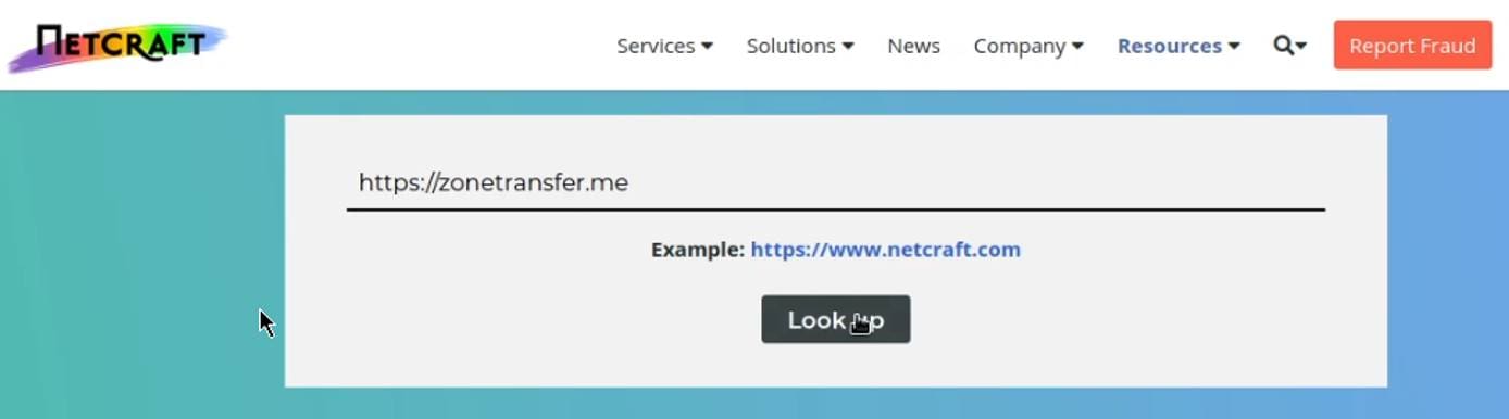 Netcraft lookup form Netcraft lookup form