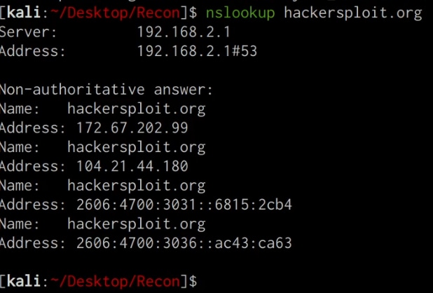 Nslookup utility output Nslookup utility output