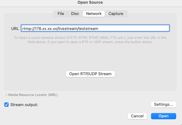Network configuration for VLC Network configuration for VLC