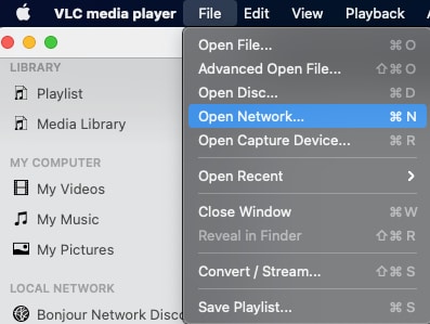 Open Network option for VLC Open Network option for VLC