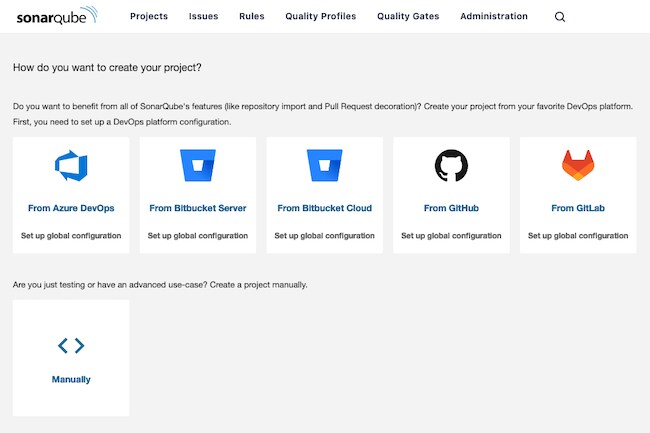 The initial dashboard for SonarQube The initial dashboard for SonarQube