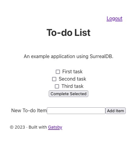 Example application listing to-do items Example application listing to-do items