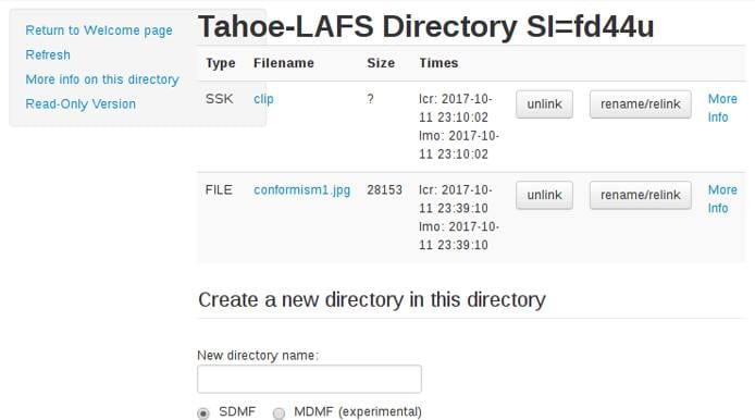 Directory Displayed in Web User Interface
